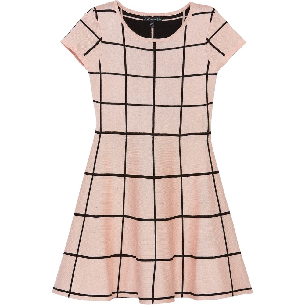 My Michelle | Pink & Black Plaid Sweater Dress